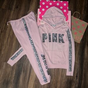 VS PINK Size SMALL RARE HTF Baby Pink Mega Bling Set.